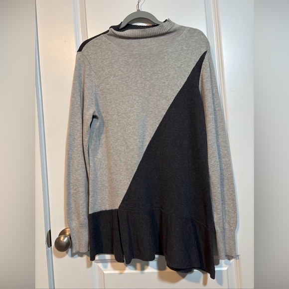 OST Cotton Cashmere Sweater Women’s Size Large Long Sleeve Gray Elbow Patches - Picture 1 of 9
